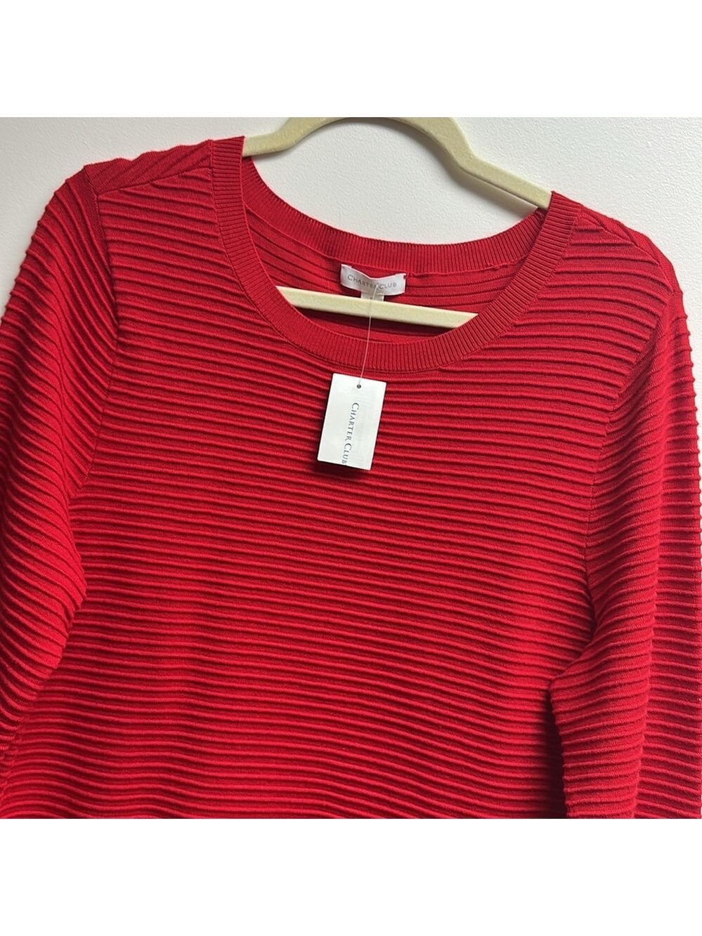 Red and Black Boxy Ribbed 3/4 Sleeve Sweatshirt - Picture 5 of 8